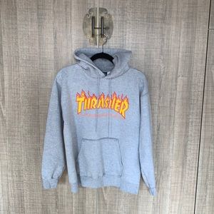 Thrasher Flame Logo Grey Hoodie